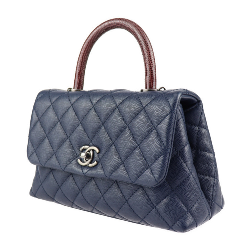 Chanel Handle Matelasse Navy Coco Brown